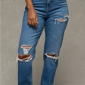 AE Curvy Strigid Curvy Ripped Mom Jean